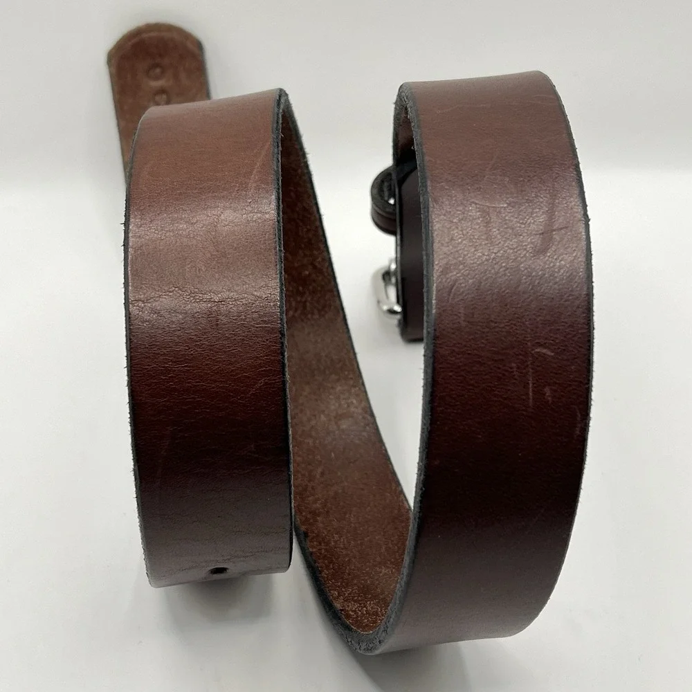Amish Handcrafted Thick Leather Belt 36 Brown Silver Tone Buckle Grunge Work